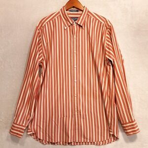 Austin Reed Mens LS Button Shirt Sz.L/Orange-Biege/Vertical Stripes/English Fit
